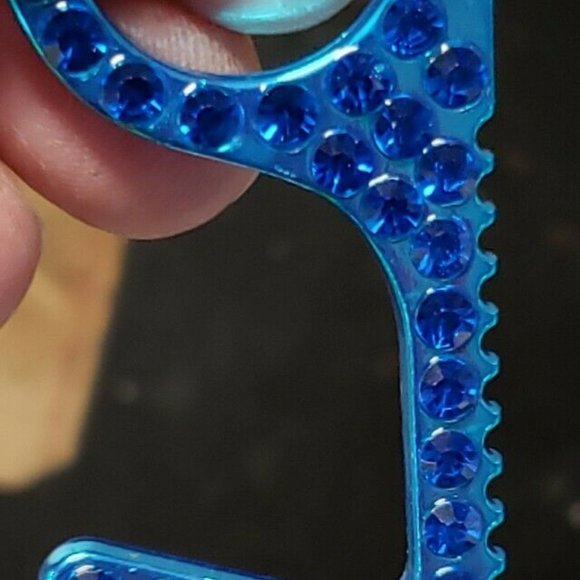 RHINESTONE Bling Double Sided Touchless Door Opener Keychain - Picture 7 of 10